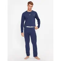 GUESS Pitkä pyjama 'Derrick' sininen / valkoinen