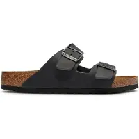 Birkenstock for man. 752481 Black Leather Arizona Sandals (Regular Fit) (46), Flat, None, Casual