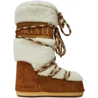Moon Boot for woman. 80D1402610 Leather boots LAB69 Cream with brown sheepskin (35/38), Laces, Casual, Snow