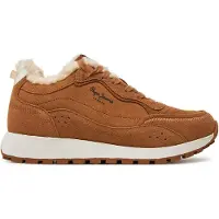 Pepe Jeans for woman. PLS60015 Dean Block brown leather trainers (36), Flat, Suede, Laces, Casual