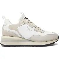 Pepe Jeans for woman. PLS60012 Supra Blur leather shoes white (39), Flat, Suede, Laces, Casual