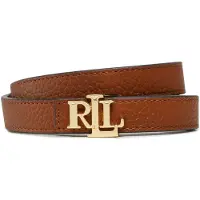 Ralph Lauren Logo Reversible Leather Skinny Belt - Brown - XS