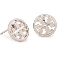 Tory Burch Icon Circle Stud Earrings - Silver - ONE SIZE