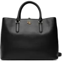 Ralph Lauren Leather Large Marcy Satchel - Black - ONE SIZE