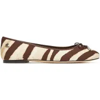Ralph Lauren Jayna Zebra-Print Canvas Flat - Brown - 41