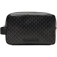 Calvin Klein Toilettilaukku 'Coated Emblem Print' harmaa / musta