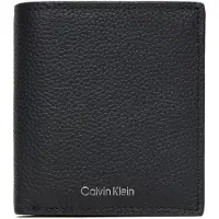 Calvin Klein Kukkaro 'Full-grain RFID Trifold' musta / hopea