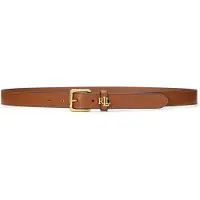 Ralph Lauren Logo-Keeper Leather Skinny Belt - Brown - S