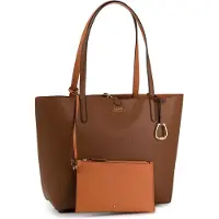 Ralph Lauren for woman. 431795329002 Brown Medium Tote reversible bag (OSFA), Casual, Polyurethane