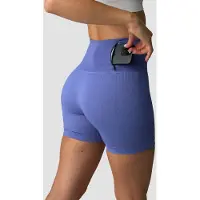 ICANIWILL Ribbed Define Seamless Pocket Shorts Violet Blue