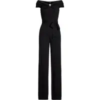 Ralph Lauren Belted Jersey Off-The-Shoulder Jumpsuit - Black - 40