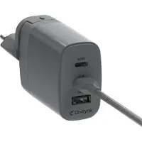 Unisynk 65W USB-C -verkkovirtalaturi matkasovittimilla, 2x USB-C + USB-A, PD3.0, harmaa