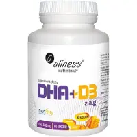 Aliness Omega DHA 300 mg levästä + D3-vitamiini 2000IU - 60 kapselia - 60 kapselia