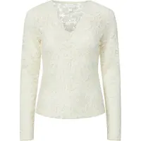 Y.A.S Yaslacey Ls V-Neck Lace Top S. Noos - White - XL