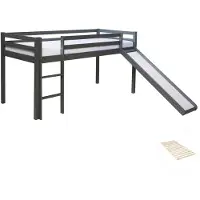 Hobby Hall Loft-sänky, Massiivimänty Lasten Sänky Liukumäellä, 90x200 cm, Harmaa