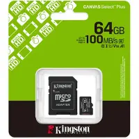 Kingston 64 GB CANVAS SELECT PLUS GEN3 MICROSD, A1, U1, V10 (100R) + ADAPTER (SDCS3/64GB)