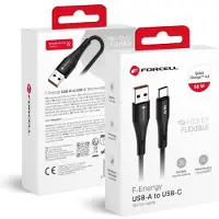 Forcell Usb A - Usb C 1m musta 66w silikonikaapeli