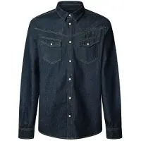 Pepe Jeans for man. PM3090809 Navy Rinse Western Shirt (M), Casual, Cotton, Long sleeve