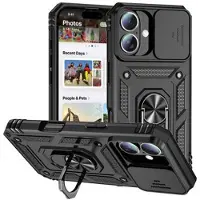 Mtp Products iPhone 16 Pyörivä Rengashybridikotelo Kamerasuojalla - Musta