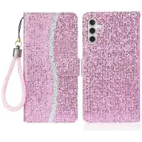 Mtp Products Samsung Galaxy A15 Tyylikäs Glitter lompakkokotelo - vaaleanpunainen