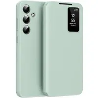Mtp Products Samsung Galaxy S24 FE Smart Clear View Käännä kotelo korttipaikka - vaaleanvihreä