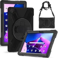 Mtp Products Lenovo Tab M10 Gen 3 Heavy Duty 360 Suojakuori Rannehihnalla - Musta