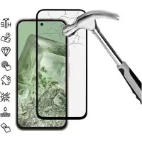 Mtp Products Google Pixel 8a Koko Peittävä Panssarilasi - 9H - Musta Reuna
