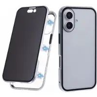Mtp Products iPhone 16 Plus Magneettikotelo Panssarilasi - Yksityisyyssuoja - Hopea