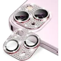 Mtp Products iPhone 15/15 Plus Hat Prince Glitter Kameralinssin Panssarilasi - 9H - Pinkki
