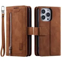 Mtp Products iPhone 14 Pro suojakotelo lompakolla ja magneettilukolla - ruskea