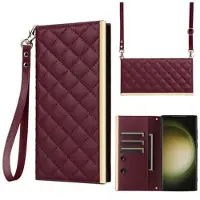 Mtp Products Samsung Galaxy S23 Ultra Luxury tikattu lompakkokotelo - viininpunainen