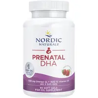 Nordic Naturals Raskaudenaikainen DHA, 830 mg Omega-3 + 400 IU D3 Mansikka - 90 pehmeää kapselia
