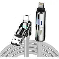 BlitzWolf BW-HDC6 4-in-1 USB-C/USB-A to USB-C/Lightning cable 1.2m 240W RGB (gray)