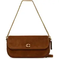 Coach Suede Brook Flap Chain Bag - Brown - ONE SIZE