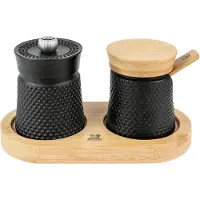Peugeot Bali Støbejern Peberkværn Og Salt Dispenser Sæt - Black - 8 CM