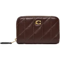 Coach Quilted Pillow Leather Essential Small Zip Around Card Case - Brown - ONE SIZE