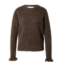 Selected Slflulu Ls Knit Frill Cuff O-Neck Noos - Brown - XS