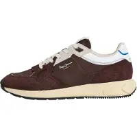 Pepe Jeans for man. PMS600001 Marlon Vibe brown leather trainers (40), Flat, Laces, Casual