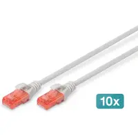 Digitus CAT 6 U-UTP PATCH CORD, CU, LSZH AWG 26/7, LENGTH 0.5 M, 10 PIECES, COLOR GREY (DK-1617-005-10)