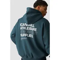 ICANIWILL Everyday Relaxed Hoodie Print Dark Dusty Teal