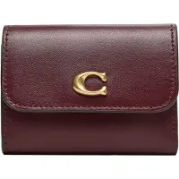 Coach Essential Card Holder Wallet In Colorblock - Burgundy - ONE SIZE