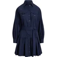 Ralph Lauren Buckle-Trim Cotton-Blend Shirtdress - Navy - 40
