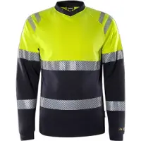 Fristads Palosuojattu flamestat high vis pitkähihainen t-paita LK 1 7107 TFL Huomiokeltainen/Laivastonsininen 2XL