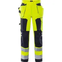 Fristads Palosuojatut Flamestat high vis rakentajan housut lk2 2075 ATHS Huomiokeltainen/Laivastonsininen D96