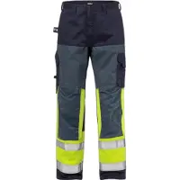 Fristads Palosuojatut high vis housut lk 1 2587 FLAM Huomiokeltainen/Laivastonsininen C152