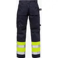 Fristads Palosuojatut High Vis rakentajan housut lk 1 2586 FLAM Huomiokeltainen/Laivastonsininen D120