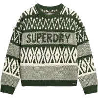 Superdry for woman. W6110559A Crewneck jumper with green brand design (XL), Casual, Acrylic
