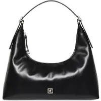 Calvin Klein Emblem Hw Lthr Shoulder Bag - Black - ONE SIZE