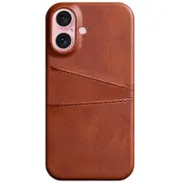 SKALO iPhone 16 Plus PU-nahkainen Korttikotelo - Ruskea