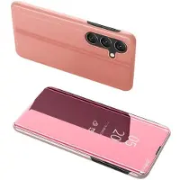 SKALO Samsung S25 Clear View Lompakkokotelo - Ruusukulta